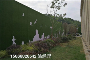 山东青岛市草坪墙彩钢围挡-人造草坪成功案例